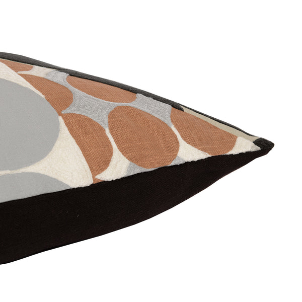 Homeroots 24" Beige And Black Geometric Cotton Throw Pillow With Embroidery Black,Beige  549405