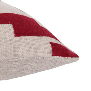 Homeroots 24" Red And Ivory Geometric Cotton Blend Throw Pillow With Embroidery Red,Ivory  549411