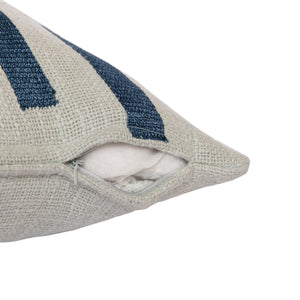 Homeroots 24" Blue And Ivory Geometric Cotton Blend Throw Pillow With Embroidery Blue,Ivory  549415