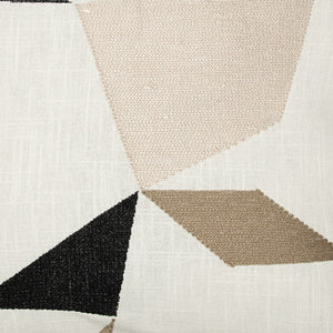 Homeroots 24" Taupe And Ivory Geometric Cotton Blend Throw Pillow With Embroidery Ivory,Taupe  549425