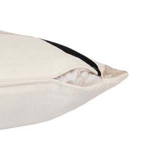 Homeroots 24" Taupe And Ivory Geometric Cotton Blend Throw Pillow With Embroidery Ivory,Taupe  549425