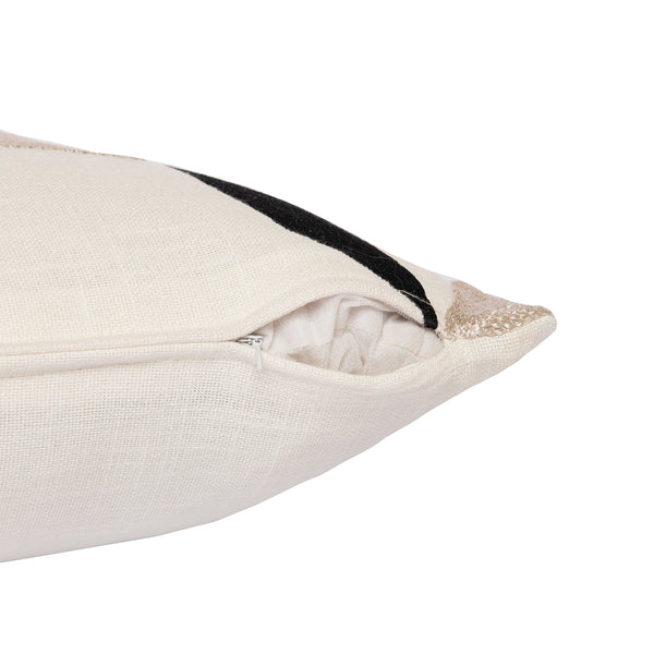 Homeroots 24" Taupe And Ivory Geometric Cotton Blend Throw Pillow With Embroidery Ivory,Taupe  549425