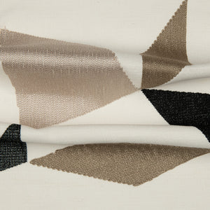 Homeroots 24" Taupe And Ivory Geometric Cotton Blend Throw Pillow With Embroidery Ivory,Taupe  549425