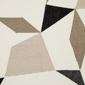 Homeroots 24" Taupe And Ivory Geometric Cotton Blend Throw Pillow With Embroidery Ivory,Taupe  549425