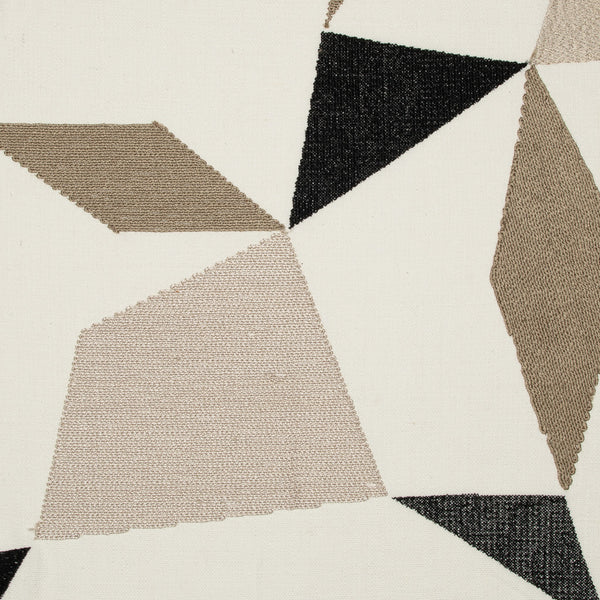 Homeroots 24" Taupe And Ivory Geometric Cotton Blend Throw Pillow With Embroidery Ivory,Taupe  549425