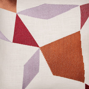 Homeroots 24" Ivory Geometric Cotton Blend Throw Pillow With Embroidery Ivory,Multi  549431