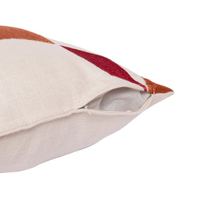 Homeroots 24" Ivory Geometric Cotton Blend Throw Pillow With Embroidery Ivory,Multi  549431