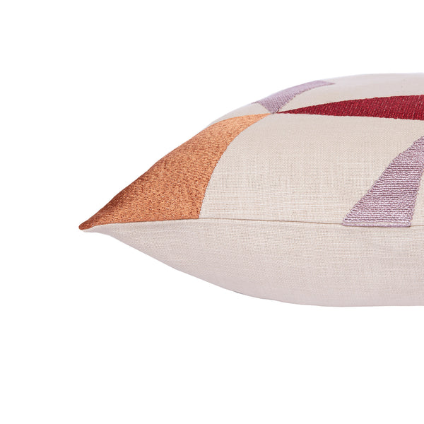 Homeroots 24" Ivory Geometric Cotton Blend Throw Pillow With Embroidery Ivory,Multi  549431