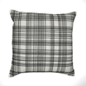 Homeroots 24" White And Black Check Cotton Blend Throw Pillow With Embroidery White,Black  549439