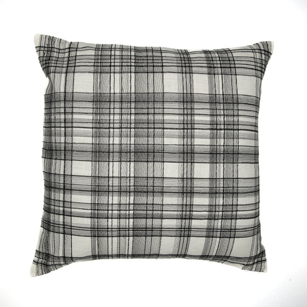 Homeroots 24" White And Black Check Cotton Blend Throw Pillow With Embroidery White,Black  549439