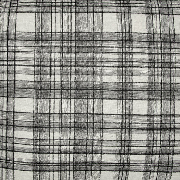Homeroots 24" White And Black Check Cotton Blend Throw Pillow With Embroidery White,Black  549439