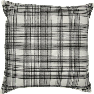 Homeroots 24" White And Black Check Cotton Blend Throw Pillow With Embroidery White,Black  549439