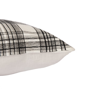 Homeroots 24" White And Black Check Cotton Blend Throw Pillow With Embroidery White,Black  549439
