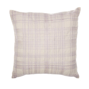 Homeroots 24" Ivory Check Cotton Blend Throw Pillow With Embroidery Ivory,Lilac  549441