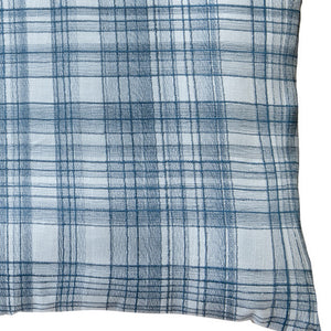 Homeroots 24" Blue Check Cotton Blend Throw Pillow With Embroidery Blue  549443