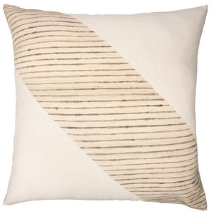 Homeroots 24" Beige And White Geometric Silk Throw Pillow With Embroidery   549444