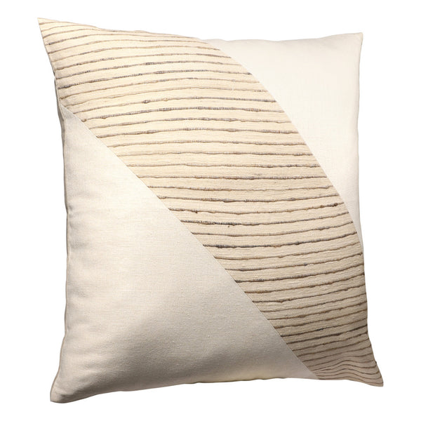 Homeroots 24" Beige And White Geometric Silk Throw Pillow With Embroidery   549444