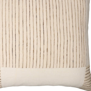 Homeroots 24" Beige And White Check Silk Throw Pillow With Embroidery   549445