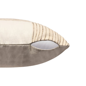 Homeroots 24" Beige And White Check Silk Throw Pillow With Embroidery   549445