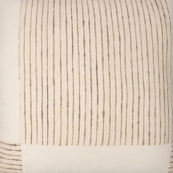 Homeroots 24" Beige And White Check Silk Throw Pillow With Embroidery   549445