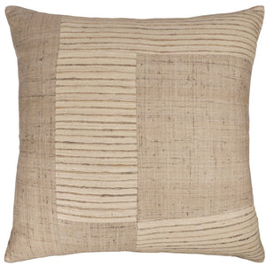 Homeroots 24" Brown And Beige Geometric Silk Throw Pillow With Embroidery   549446