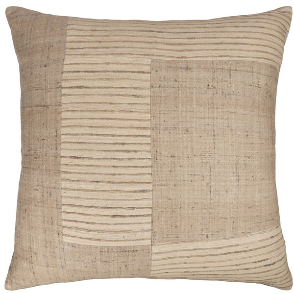 Homeroots 24" Brown And Beige Geometric Silk Throw Pillow With Embroidery   549446