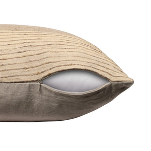 Homeroots 24" Brown And Beige Geometric Silk Throw Pillow With Embroidery   549446