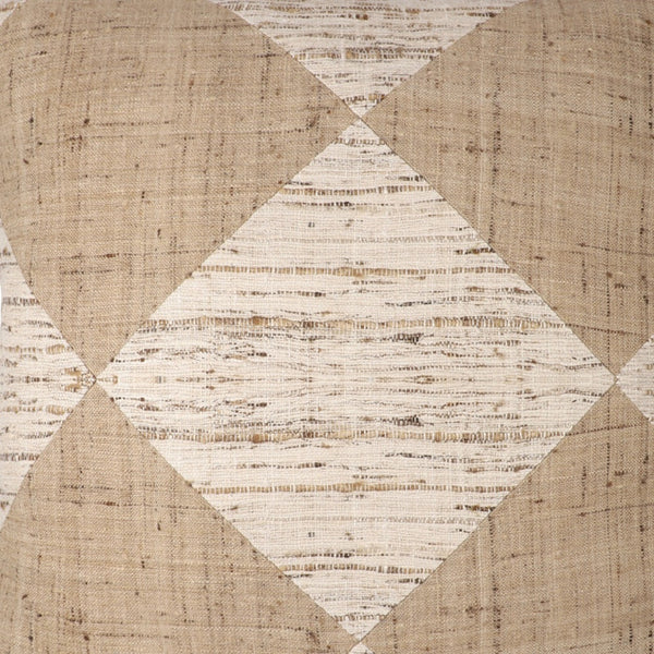 Homeroots 24" Brown And Beige Diamond Silk Throw Pillow With Embroidery   549447