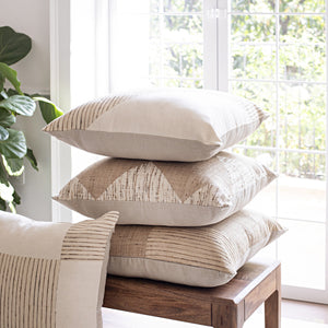 Homeroots 24" Brown And Beige Diamond Silk Throw Pillow With Embroidery   549447