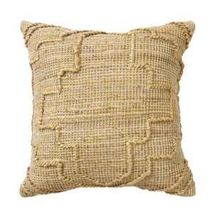 Homeroots 22" Natural Trellis Jute Throw Pillow With Embroidery   549455