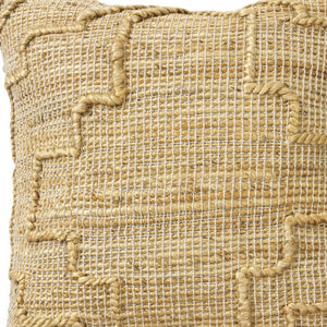 Homeroots 22" Natural Trellis Jute Throw Pillow With Embroidery   549455