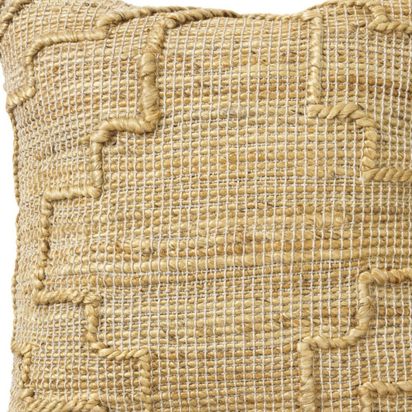 Homeroots 22" Natural Trellis Jute Throw Pillow With Embroidery   549455