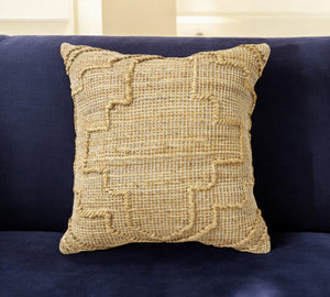 Homeroots 22" Natural Trellis Jute Throw Pillow With Embroidery   549455