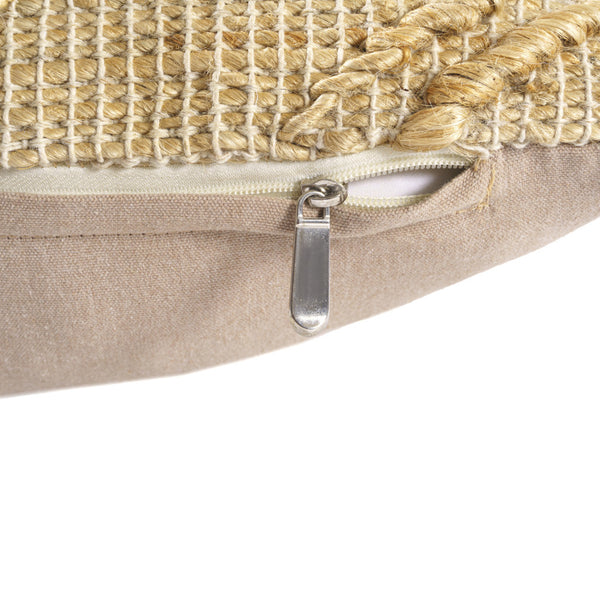 Homeroots 22" Natural Trellis Jute Throw Pillow With Embroidery   549455