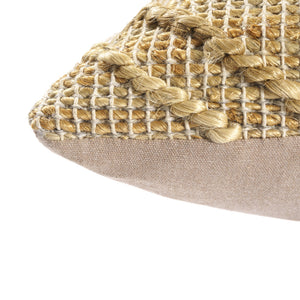 Homeroots 22" Natural Trellis Jute Throw Pillow With Embroidery   549455
