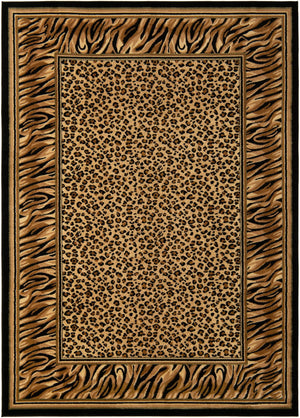 Unique Loom Wildlife Cheetah Machine Made Border Rug Light Brown, Black/Cream/Green/Light Brown/Tan 7' 1" x 10' 0"