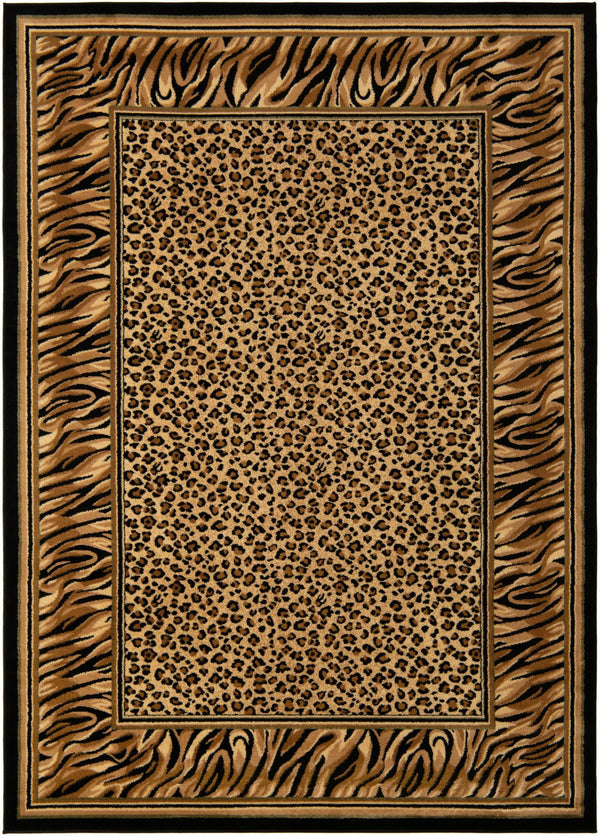 Unique Loom Wildlife Cheetah Machine Made Border Rug Light Brown, Black/Cream/Green/Light Brown/Tan 7' 1" x 10' 0"