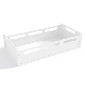 English Elm Twin Low Profile Floor Bed with Guardrails Pine Wood Frame Minimalist Bedroom White W1580P438763