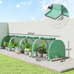 English Elm Low Profile Wide Balcony Greenhouse Uv Resistant Pe Cover Steel Frame Outdoor Garden T3971P468272