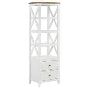 English Elm Evanston Coastal Farmhouse 3 Piece Entertainment Center with Ash Veneer and X Trellis Towers B062S01795