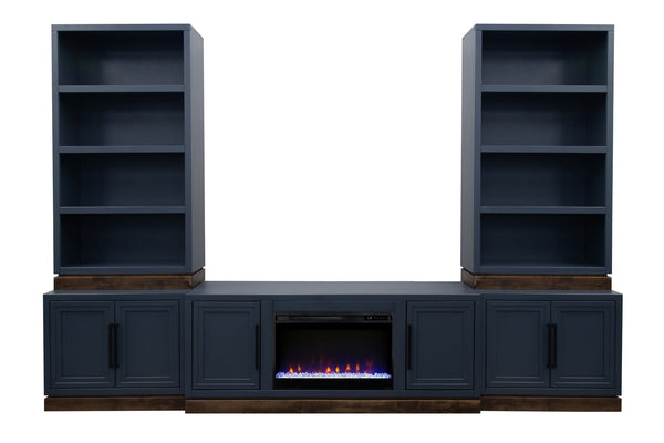 English Elm Nora Modular Two-Door Base Cabinet with Cable Management, Two-Tone Poplar & Alder Finish, Ready to Use Blue B108P345191