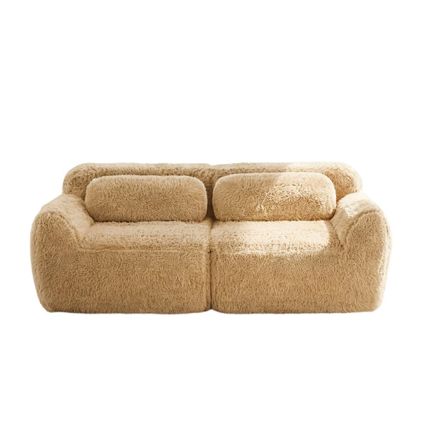 English Elm 2-seater Modular Cloud Sofa Plush Fluffy Sectional with Pillows for Living Room Light Khaki W714P380200