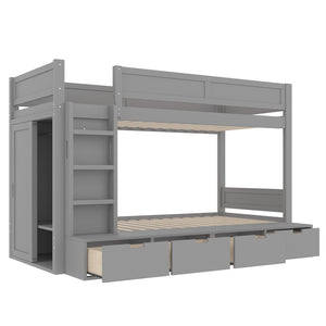 English Elm Twin Triple Bunk Bed Metal L-shaped Frame Sleeps Three Kids White Finish W1580S00474