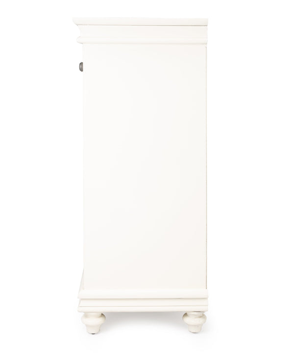 Butler Specialty Brouno Elegant Rectangular Wood Accent Storage Chest With Glass Doors And Drawer For Stylish Decor White Mango Solids,Mdf,Plywood, Clear Glass (Non Tempered) 5499304-butler