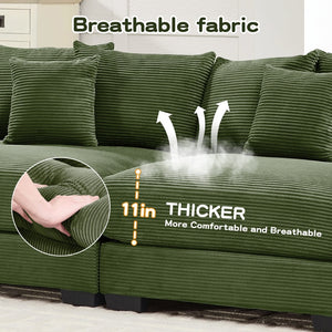 English Elm Oversized Modular Sectional Couch - Ultra-Comfortable Corduroy, Deep Seats & Flexible Design For Living Spaces W714S01339-GIGA