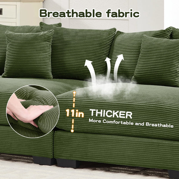 English Elm Oversized Modular Sectional Couch - Cloud-Like Comfort With Premium Corduroy & Ergonomic Design W714S01341-GIGA