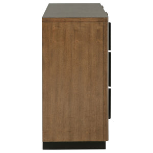 English Elm Moraga Fluted Ash Veneer Six Drawer Dresser with Warm Tonal Finish for Modern Bedrooms B062P451802