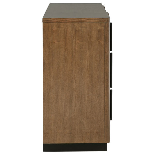 English Elm Moraga Fluted Ash Veneer Six Drawer Dresser with Warm Tonal Finish for Modern Bedrooms B062P451802