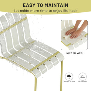 English Elm Summer Outdoor Dining Set Stackable Pp Chairs Round Table Uv Resistant Patio Cream White,Grain Yellow,White W3450S00025