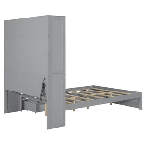 English Elm Full Size Wooden Platform Bed With Usb Charging, Flip-Up Storage Headboard & Under-Bed Drawers N820S00045E